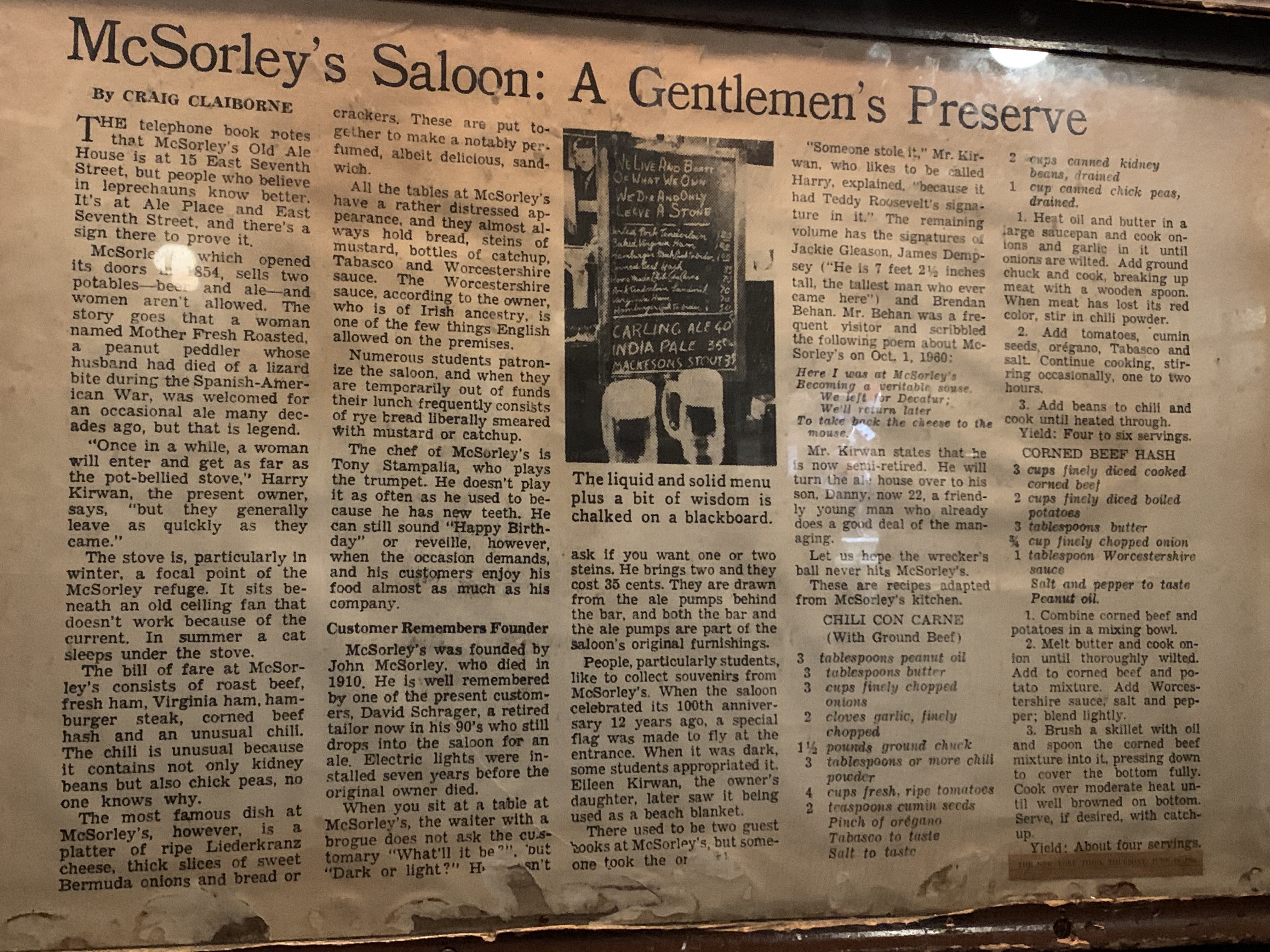 McSorley's Impossible Chili